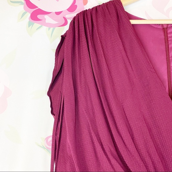 NEW Gal Meets Glam Luella Maroon Wine Burgundy Ruched Crop Jumpsuit 18 - Picture 6 of 11